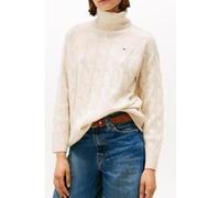 Tommy Hilfiger Soft Wool Cable Roll Neck Heather Oatmilk Taille: L | Pulls Outlet | Femme