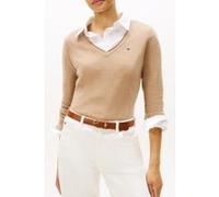 Tommy Hilfiger Pull Femme Soft Wool avec Col en V, Beige (Safari Canvas Heather), L
