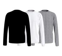 Tommy Hilfiger - Lot de 3 T-shirts manches longues Basic - Multicolore (Black/White/Grey Heather) - S
