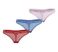 Tommy Hilfiger Strings Femme Lot de 3 Premium Essential Tangas, Multicolore (Fierce Red/Blue Spell/Pearly Pink), 3XL