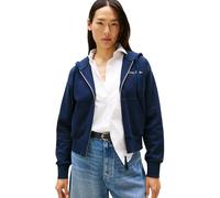 Tommy Hilfiger Sweat à Capuche avec Fermeture Éclair Femme Script Pique Zip-Up avec Capuche, Bleu (Dark Night Navy), XL
