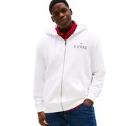 Tommy Hilfiger Sweat à Capuche avec Fermeture Éclair Homme Stacked Hooded en Coton, Blanc (White), XXL