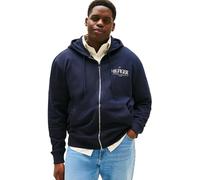 Tommy Hilfiger Sweat à Capuche avec Fermeture Éclair Homme Stacked Hooded en Coton, Bleu (Desert Sky), XXL