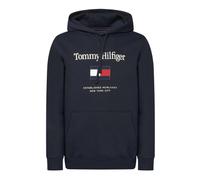 Tommy Hilfiger - Sweat à capuche en molleton avec logo brodé - Homme - Sweatshirts et sweats à capuche - Bleu - Taille: XL