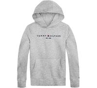 Tommy Hilfiger Sweat à Capuche Enfant Unisexe Essential Hoodie avec Capuche, Gris (Light Grey Heather), 8 Ans