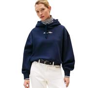 Tommy Hilfiger Sweat à Capuche Femme Classic Script Fleece avec Capuche, Bleu (Dark Night Navy), L