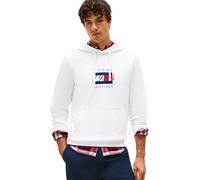 Tommy Hilfiger Sweat à Capuche Homme Linear Flag Graphic en Coton, Blanc (White), XXL