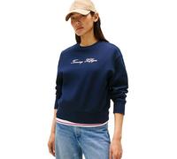 Tommy Hilfiger Sweat Femme Lurex Script Col Ras-du-Cou, Bleu (Dark Night Navy), M