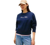 Tommy Hilfiger Sweat Femme Lurex Script Col Ras-du-Cou, Bleu (Dark Night Navy), XXS