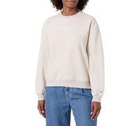 Tommy Hilfiger Sweat Femme sans Capuche, Ivoire (Heather Oatmilk), L