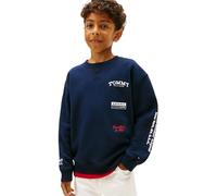 Tommy Hilfiger Sweat Garçon Multi Print C-NK KB0KB10031 Pull Sweatshirt, Bleu (Bleu Nuit Foncée), 16 Ans, Bleu Marine foncé, 16 Ans
