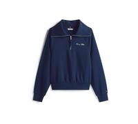 Tommy Hilfiger Sweat Zippé Femme Classic Script Fleece Demi-Fermeture Éclair, Bleu (Dark Night Navy), M