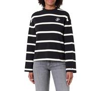 Tommy Hilfiger Sweat TH Script MDRN Terry SWTSHRT WW0WW48431 pour Femme, Noir (Noir/Calico STP), L, Noir (Noir/Calico STP), L