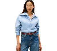 Tommy Hilfiger Sweat Zippé Femme Classic Script Fleece Demi-Fermeture Éclair, Bleu (Brisk Blue Heather), S