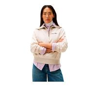 Tommy Hilfiger Sweat Zippé Femme Classic Script Fleece Demi-Fermeture Éclair, Ivoire (Heather Oatmilk), XXL