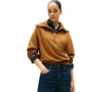 Tommy Hilfiger Sweat Zippé Femme Classic Script Fleece Demi-Fermeture Éclair, Marron (Highland Khaki), XXS
