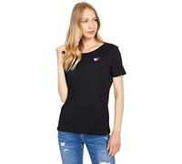 Tommy Hilfiger T-Shirt à col Rond avec Logo pour Femme, Cœur Noir., Taille XS
