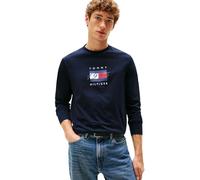 Tommy Hilfiger T-Shirt à Manches Longues Homme Linear Flag Graphic Regular Fit, Bleu (Desert Sky), XS
