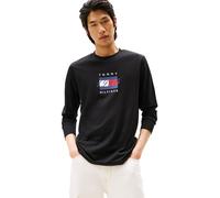 Tommy Hilfiger T-Shirt à Manches Longues Homme Linear Flag Graphic Regular Fit, Noir (Black), S