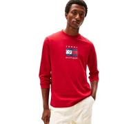 Tommy Hilfiger T-Shirt à Manches Longues Homme Linear Flag Graphic Regular Fit, Rouge (Medium Red), XXL
