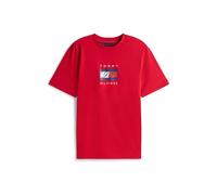 Tommy Hilfiger T-Shirt Manches Courtes Homme Linear Flag Graphic Regular Fit, Rouge (Medium Red), M