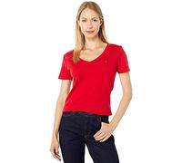 Tommy Hilfiger T-shirt col en V pour femmes, écarlate, Taille S