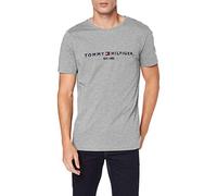 Tommy Hilfiger T-Shirt Homme Manches Courtes Core Tommy Logo Encolure Ronde, Gris (Cloud Heather), M
