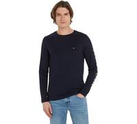 Tommy Hilfiger T-Shirt Homme Manches Longues Tommy Logo Coton, Bleu (Desert Sky), XS