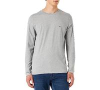 Tommy Hilfiger T-Shirt Homme Manches Longues Tommy Logo Coton, Gris (Light Grey Heather), M