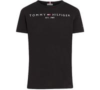 Tommy Hilfiger T-Shirt Manches Courtes Enfant Unisexe Essential Tee Col Ras-du-Cou, Noir (Black), 10 Ans
