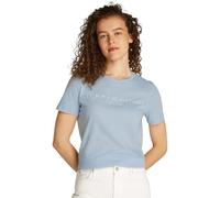 Tommy Hilfiger T-Shirt Manches Courtes Femme Col Ras-du-Cou, Bleu (Breezy Blue), S