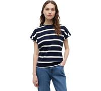 Tommy Hilfiger T-Shirt Manches Courtes Femme Gold Button avec Col Ras-du-Cou, Multicolore (Dark Night Navy/Ivory Silk STP), XS