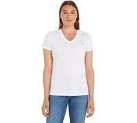 Tommy Hilfiger T-Shirt Manches Courtes Femme Heritage Col en V, Blanc (Classic White), XXS