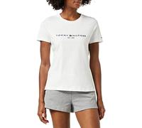 Tommy Hilfiger T-Shirt Manches Courtes Femme Heritage Col Ras-du-Cou, Blanc (White), XS