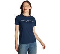 Tommy Hilfiger T-Shirt Manches Courtes Femme Logo Col Ras-du-Cou, Bleu (Dark Night Navy), M