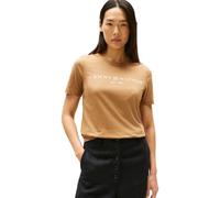 Tommy Hilfiger T-Shirt Manches Courtes Femme Logo Col Ras-du-Cou, Marron (Hickory), XXL