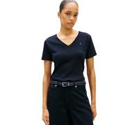 Tommy Hilfiger T-Shirt Manches Courtes Femme New Slim Cody Col en V, Bleu (Nos Desert Sky), XS
