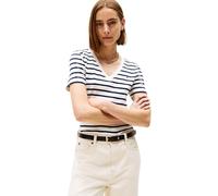 Tommy Hilfiger T-Shirt Manches Courtes Femme New Slim Cody Col en V, Multicolore (Breton/ECU/Dark Night Navy), M