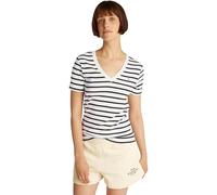 Tommy Hilfiger T-Shirt Manches Courtes Femme New Slim Cody V-Neck Col en V, Multicolore (Breton Dark Night Navy STP), S