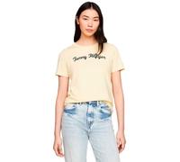 Tommy Hilfiger T-Shirt Manches Courtes Femme Regular Col Ras-du-Cou, Jaune (Lemon Zest), XS