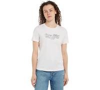 Tommy Hilfiger T-Shirt Manches Courtes Femme Script Graphic en Coton, Beige (Ancient White), M