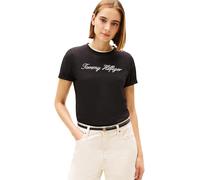 Tommy Hilfiger T-shirt femme Script Regular manches courtes col ras-du-cou Noir L