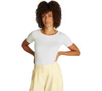 Tommy Hilfiger T-Shirt Manches Courtes Femme Slim 5X2 Rib Slim Fit, Blanc (Ecru), XL