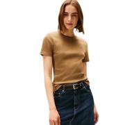 Tommy Hilfiger T-Shirt Manches Courtes Femme Slim Cody Col Ras-du-Cou, Marron (Hunter Brown), L