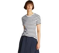 Tommy Hilfiger T-Shirt Manches Courtes Femme Slim Cody Col Ras-du-Cou, Multicolore (Breton Dark Night Navy STP), XXL