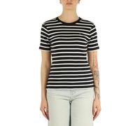 Tommy Hilfiger T-Shirt Manches Courtes Femme Slim Cody Col Ras-du-Cou, Multicolore (Dark Night Navy/Ecru STP), L