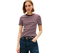 Tommy Hilfiger T-Shirt Manches Courtes Femme Slim Cody Col Ras-du-Cou, Multicolore (Deep Burgundy/ Ecru Stp), XS