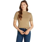 Tommy Hilfiger T-Shirt Manches Courtes Femme Slim Cody Crop Col Roulé Mock, Beige (Safari Canvas), 3XL
