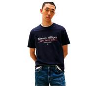 Tommy Hilfiger T-Shirt Manches Courtes Homme Center Stack Tee avec Col Ras-du-Cou, Bleu (Desert Sky), S