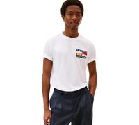 Tommy Hilfiger T-Shirt Manches Courtes Homme Colour Flag Tee Regular Fit, Blanc (White), M